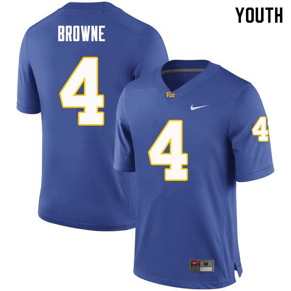 Youth #4 Max Browne Pittsburgh Panthers College Football Jerseys Sale-Royal